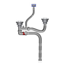 Flexible Kitchen Sink Drain Set Double 110mm Tall Low Cup-B
