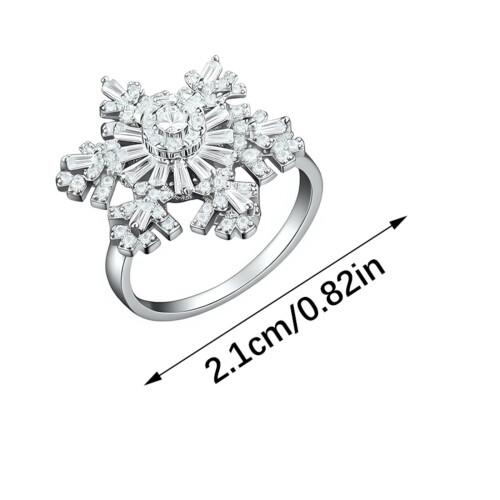 Sparkling Snowflake Design Ring with Zircon-  silver 2