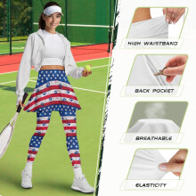 American Flag Gym Skirt with Leggings for Women Full-Length