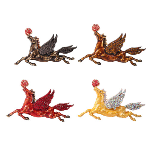 Épingle à cheval inspirée des zodiaques chinois,-Couleur café 1