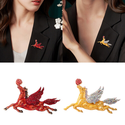Épingle à cheval inspirée des zodiaques chinois,-Couleur café 2