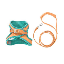Training Walking Leads for Small Cats Dogs Floral Print Harness Collar Adjust Leashes Set(Green S )