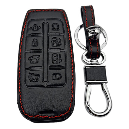 Leather Car Key Case 8 Button  Keyless Entry Remote Control Protector Cover for   G80 GV80 2019-2021 1