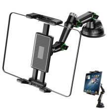 Heavy Duty Tablet Holder for Car Dashboard and Windshield, 360 Rotating Mount with Super Suction Cup and Adjustable Long Arm