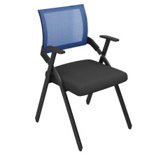 Modern Blue Folding Office Chair with Ergonomic Support, SpaceSaving Design for Home or Conference
