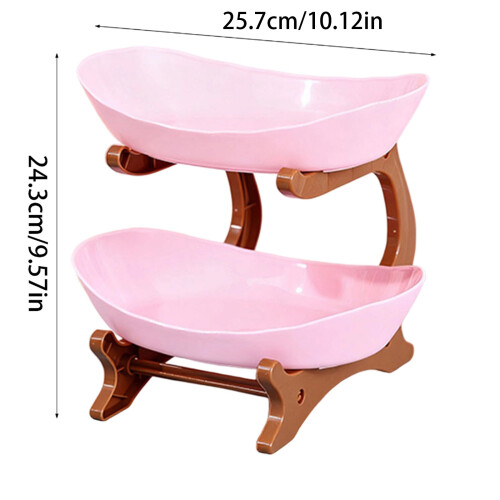 Stackable Double Layer Snacks Serving Tray Nonslip-pink brown 1
