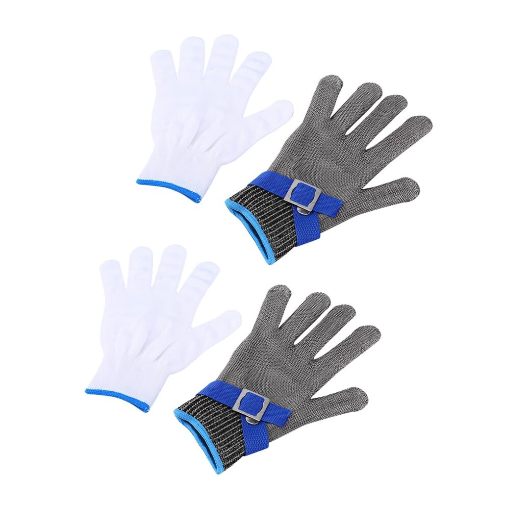 Cut Resistant Gloves Small Size Stainless Steel Mesh A9 Safety For Kitchen Oyster Shucking 2Pcs 9771547144618