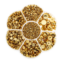 Golden Half Pearls for Crafts and Nail Art, Plastic Flatback Pearls, Glossy Finish, Large Pack