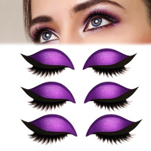 Reusable Eye Makeup Stickers 2in1 Eyeshadow and False Eyelash Patch Purple Waterproof Long Wear