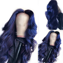 18 Inch Dark Blue Brazilian Body Wave Lace Front Wig Pre Plucked Remy Human Hair Natural Hairline