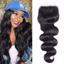14 Inch Body Wave Human Hair Lace Closure 4x4 Part Natural Hairline Virgin Hair Black