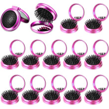 Folding Hair Brush with Mirror, Compact Travel Pocket Comb for Purse or Car, Purple, 12 Pack