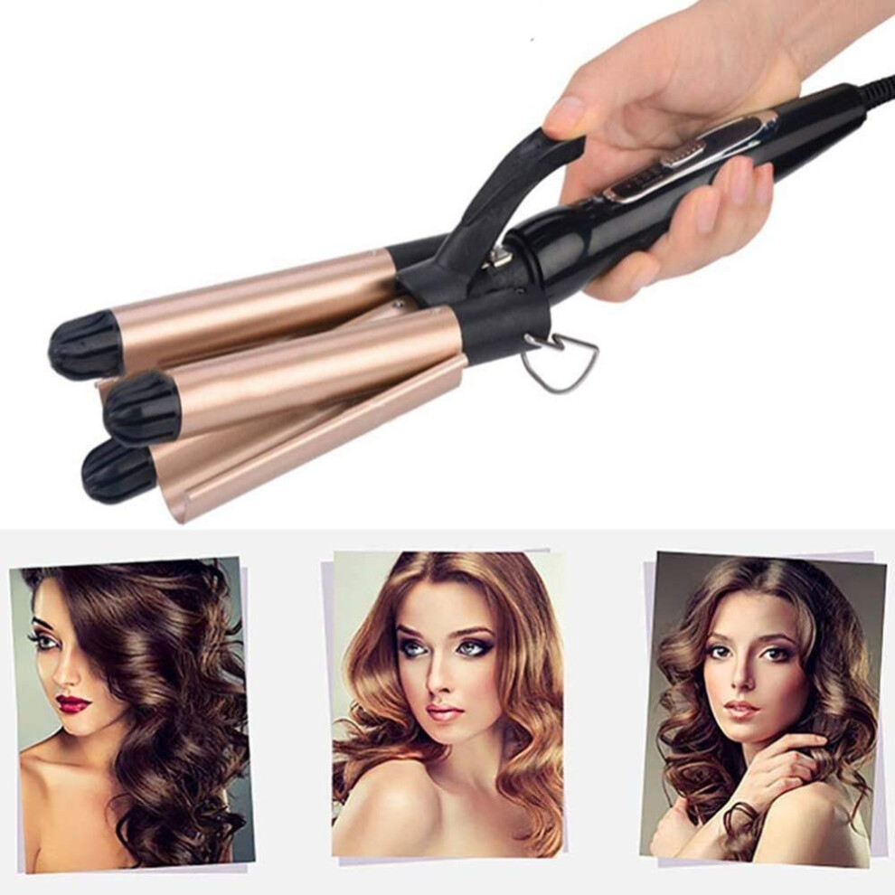 Three Barrel Curling Iron with Tourmaline Ceramic Coating, Fast Heat Up, Dual Temp Settings