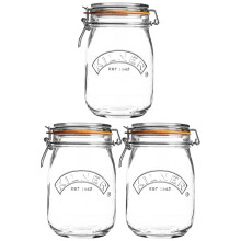 Kilner 3pcs 1 Litre Vintage Glass Clip Top Airtight Preserve Jar Food Storage