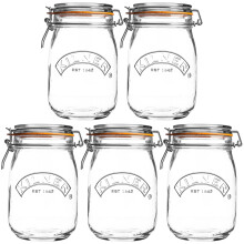 Kilner 5pcs 1 Litre Vintage Glass Clip Top Airtight Preserve Jar Food Storage
