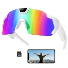 Camera Sunglasses 1080P HD Video Wide 120 View Polarized Lenses 64GB Storage for Outdoor Sports Red
