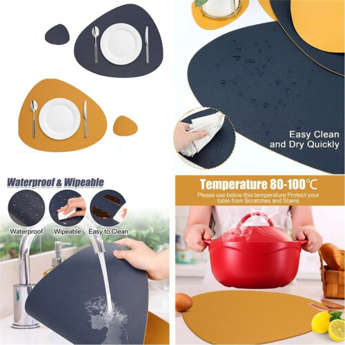 Irregular Shape Placemat Suit Oil-Proof and Waterproof Double-Sided Dining Mat Wide Use