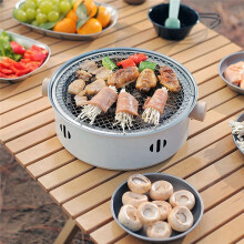 Outdoor Camping Barbecue Grill BBQ Stove Multifunction Home Charcoal BBQ Grill with Grill Round Non-Stick Barbecue Stove
