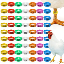 20mm Numbered Poultry Leg Bands 63 Pack, Durable ClipOn Chicken Rings with 7 Color Codes