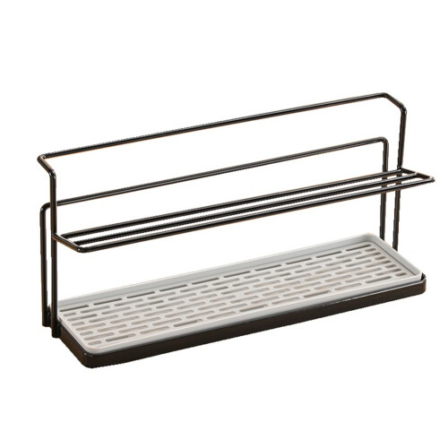 Bottle Drying Rack Cup Storage Rack with Drainage Tray Kitchen Mug Organizing Rack Black
