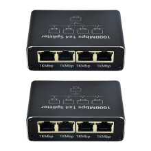 2X Gigabit Network Splitter 1-to-4 Network Cable Splitter RJ45 Network Port Ethernet Splitter Suitable for PC Laptops