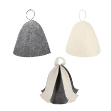 Sauna Hat 3pcs Wool Felt Heat Insulation Protection Unisex White Caps for Steam Room Use