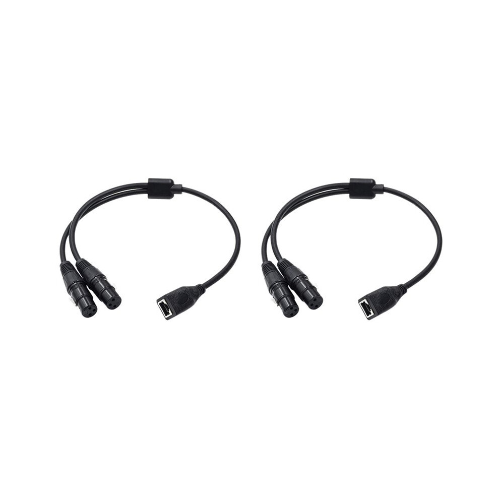 2Pcs Dual 3Pin Xlr Female To Rj45 Adapter Rj45 To Dual Xlr Dmx Cable For Dmx-Con Controller Series And Recording Studio 6033457940302