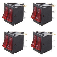 4X Red Light Illuminated 6 Pin Dual SPST /OFF Boat Rocker AC 15A/250V 20A/125V