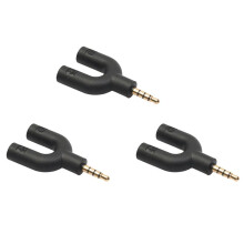 3X U Type Adapter Dual 3.5 mm Headphone Plug Audio Cables Splitter Microphone 2 in 1 Swivel Connector for Android