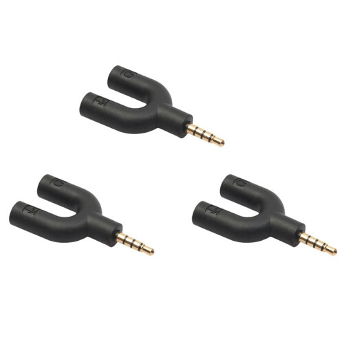 3X U Type Adapter Dual 3.5 mm Headphone Plug Audio Cables Splitter Microphone 2 in 1 Swivel Connector for Android