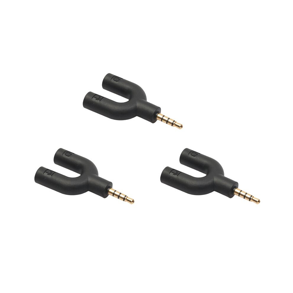 3X U Type Adapter Dual 3.5 Mm Headphone Plug Audio Cables Splitter Microphone 2 In 1 Swivel Connector For Android 6032137719979