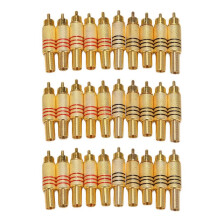 30pcs Gold Tone Male RCA Plug Audio Connector Metal Spring Adapter
