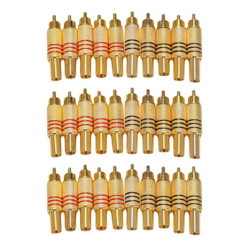 30pcs Gold Tone Male RCA Plug Audio Connector Metal Spring Adapter