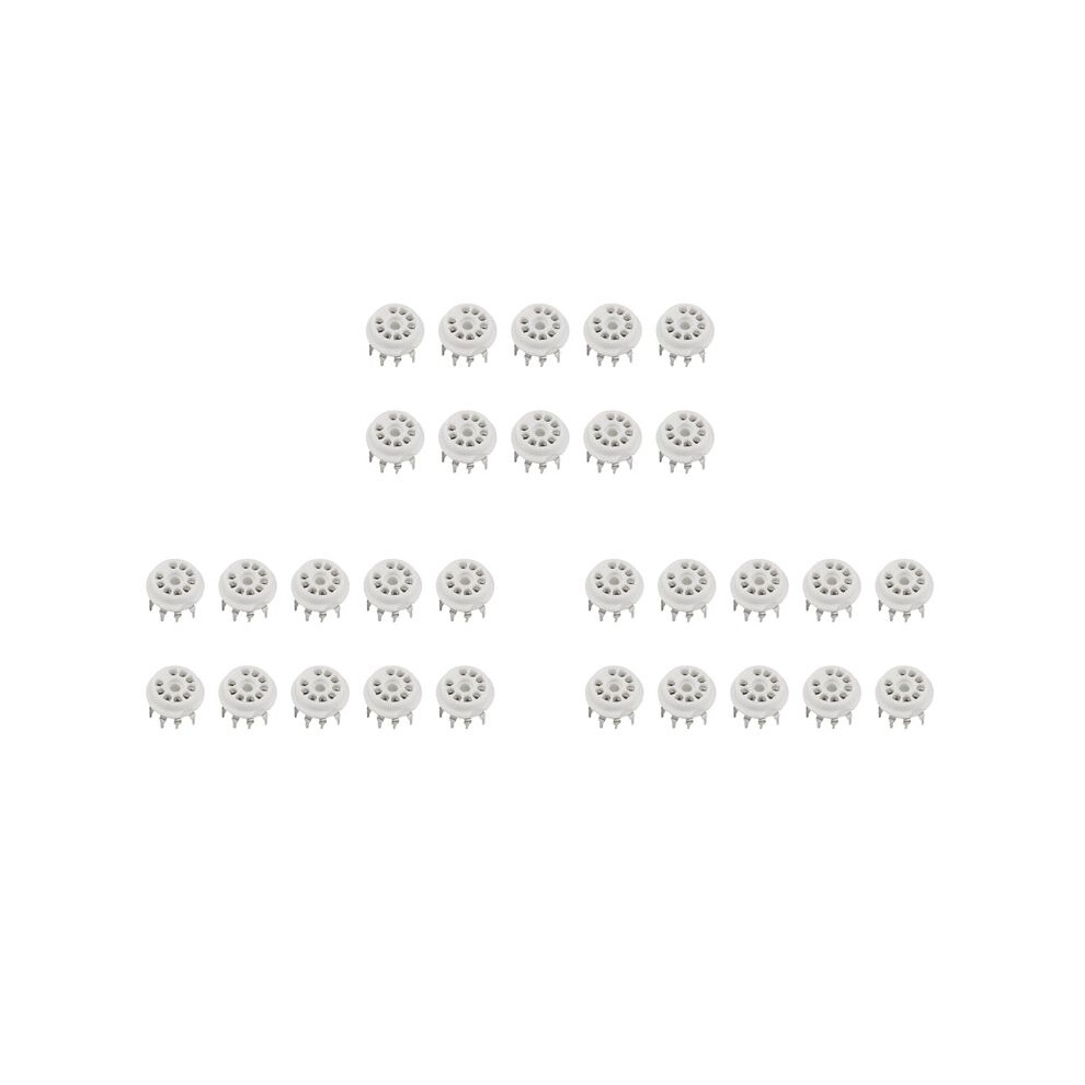 30Pcs Pcb 9Pin Ceramic B9a Vacuum Tube Socket Audio Hifi Diy Amps For 12Ax7 12Au7 12At7 Ecc81 Ecc82 Ecc83 -Plated Silver 4711380525729