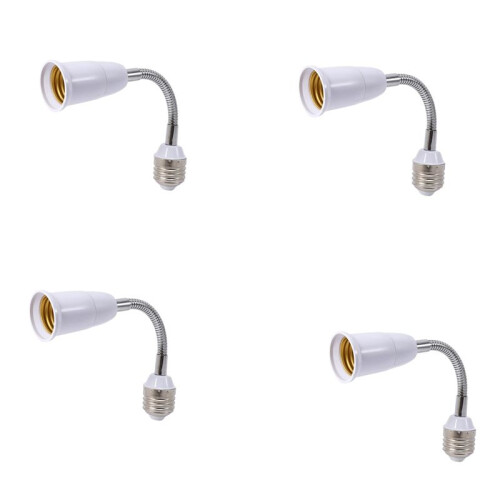 4X LED Light Bulb Holder Converters Adapter Flexible E27 to E27 20cm Length Flexible Extend Socket Base Type Extension
