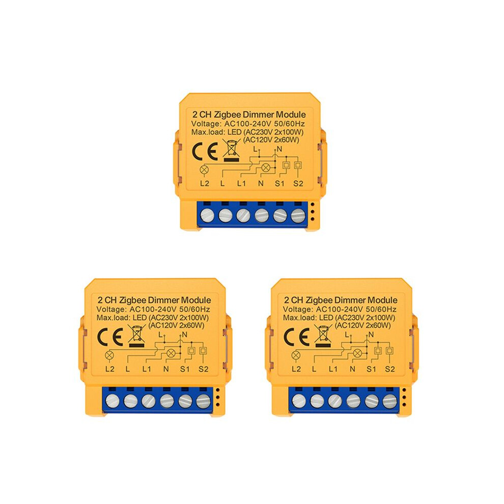 3X Tuya Zigbee Dimmers Module 2Ch Control Led Lights Dimmable Stepless Dimming+Voice Control 6031406118475