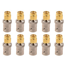 10X Gold Tone SMA Male to Silver Tone BNC Female Connector Adapter