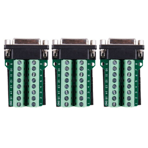 3X DB15 D-SUB VGA 15pin Female Adapter Jack Terminal Breakout PCB Board