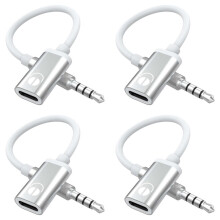 4pcs 3.5mm Male to Type C Female Audio Cable Cord, Analog Audio Jack Headphone Audio Adapter for MP3 Player, Laptop, C
