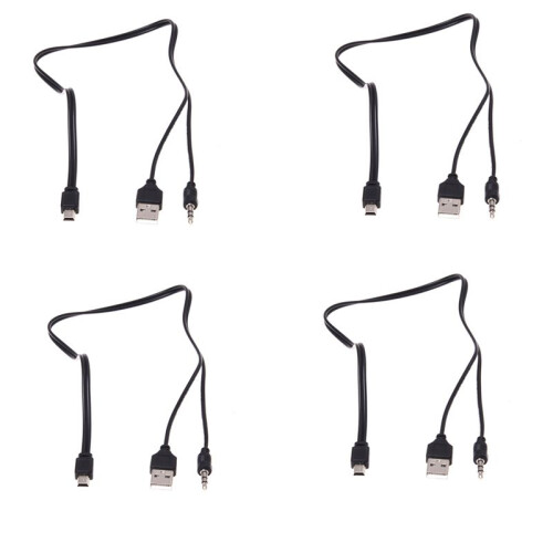 4pcs 3.5mm Aux USB2.0 Male  5 Pin USB Portable Speaker Audio Cable