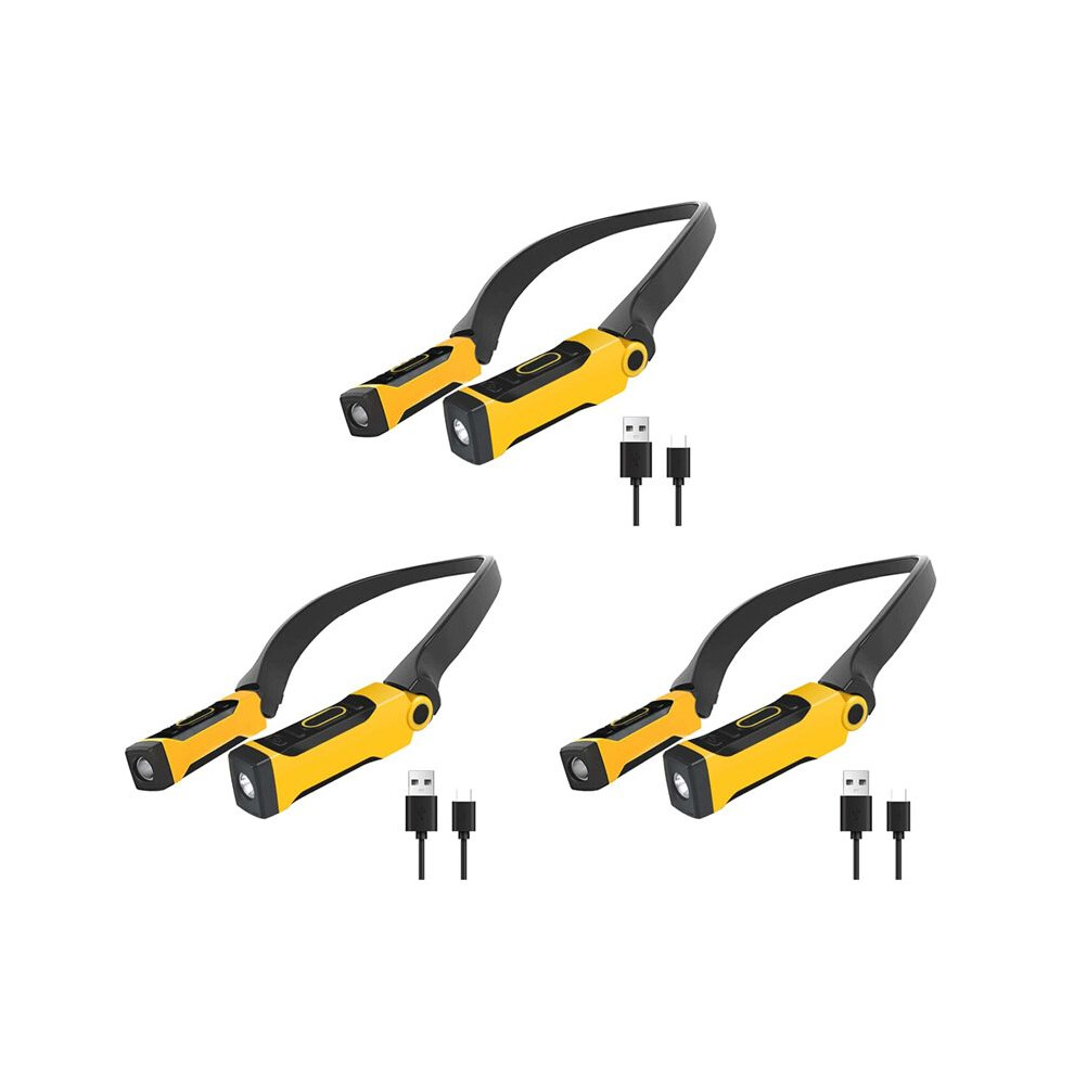 3X Rechargeable Usb Reading Lamp Neck Book 2 Brightness Levels, Bendable Arms For Reading, Camping, Repairing Light 6031243053632
