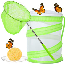 Butterfly Growing Kit for Kids with Foldable Habitat Cage, STEM Insect Observation and Bug Catcher Set
