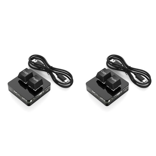 2X Custom  Keyboard 2 Key RGB Macro OSU Keypad Programmable Mechanical Keyboard for Gaming Working, Black Type B
