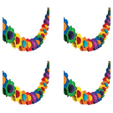 4X Paper Garland Decorations, Mexican Banner Hibiscus Garland Flower Banner Tropical Paper Flowers Party Decorations