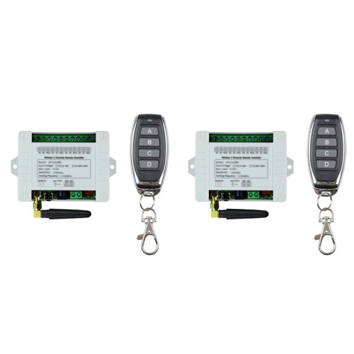 12V 24V 36V 10A 433MHz 4 Channel Wireless Relay RF Remote Control  Receiver+4CH Transmitter,2 Receiver 2 Remote 1