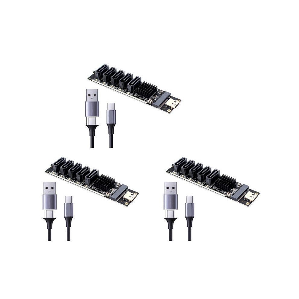 Photos - Card Reader / USB Hub 3X TYPE-C to SATA3.0 5 Adapter Converter Card 6Gbps USB10G JM575+JMS580 for SSD HDD Expansion