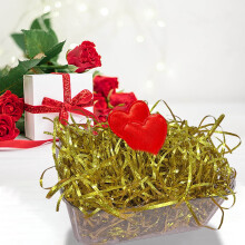 Rellenos para cestas de San Valentín: 100 g de rafia dorada brillante, ideal para envolver regalos de Pascua y fiestas.
