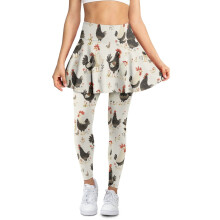 Jupe-short de tennis taille haute pour femme avec leggings, noir et beige