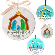 Krippenfigur, 8 cm Durchmesser, in Geschenkverpackung – Passend für Weihnachtsbaumschmuck und als Geschenk