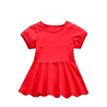 Sommerkleid für Mädchen, lässiges Kleid für Babys und Kleinkinder, einfarbig, elastischer Bund, Spielkleid für draußen, für 5 Monate bis 4